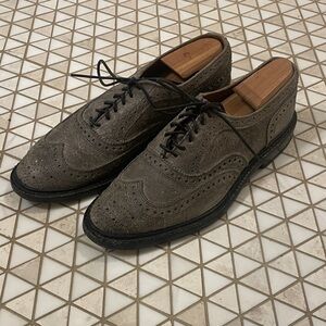 Allen Edmonds McTavish Wingtip Oxford Shoes Waxed Suede Leather Size 8.5 D Gray